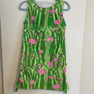 Corkey’s Kids Girls Green Flamingo Print A-Line Dress with Pockets. Size XS